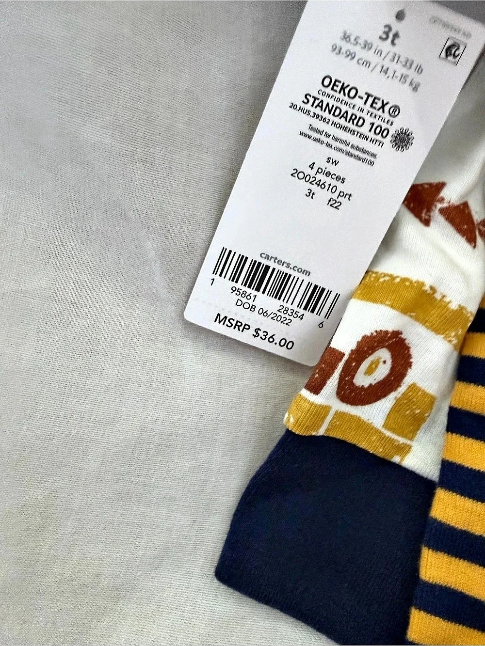 Carter's 4-Piece Pajama Set Yellow & Blue Baby 3T NWT